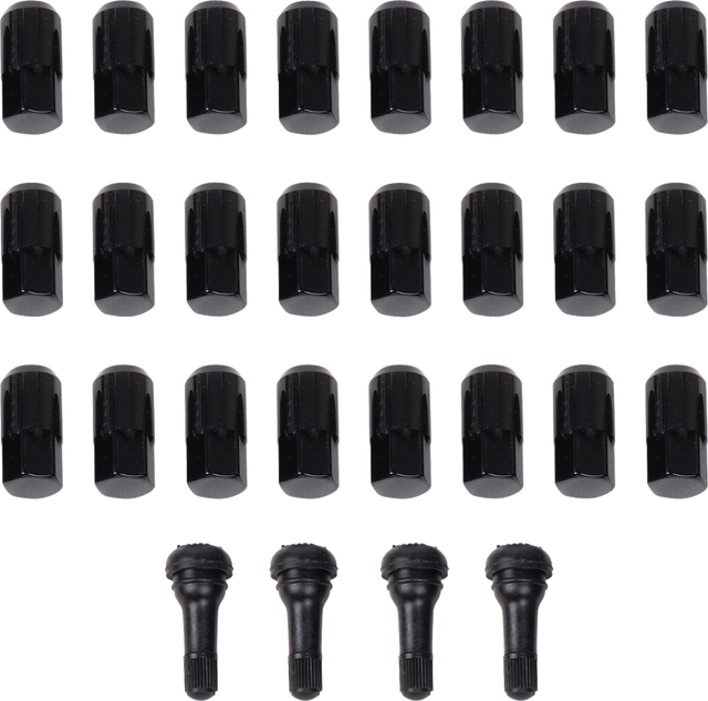MOOSE OFFROAD Lug Nuts with Valve Stems - 12 mm x 1.50 - Black - Tapered - 24 Pack SP300MO207B-24