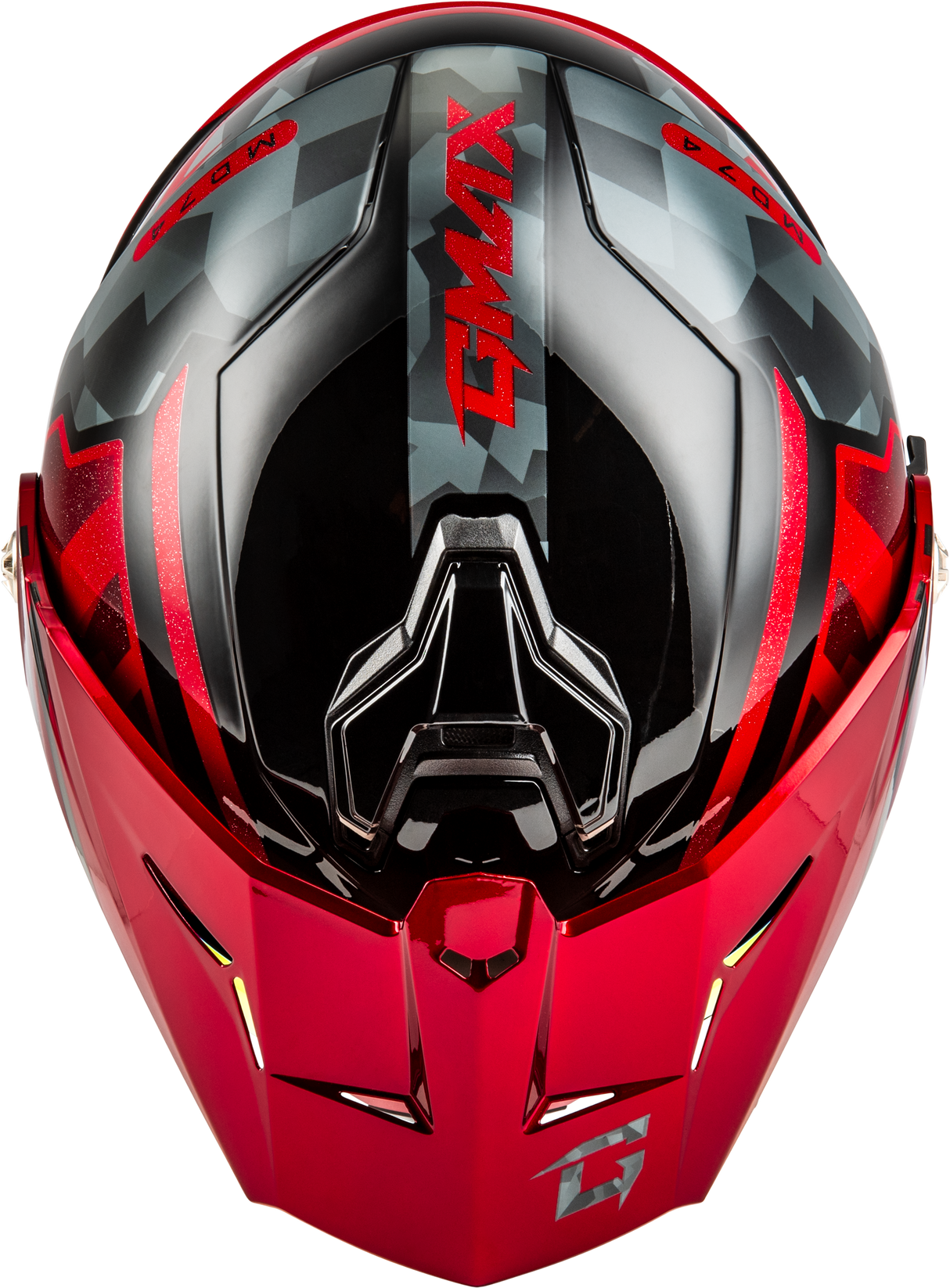Md 74 Striker Modular Helmet W Red Shield Blk/Gry/Rd Mtlc 3x