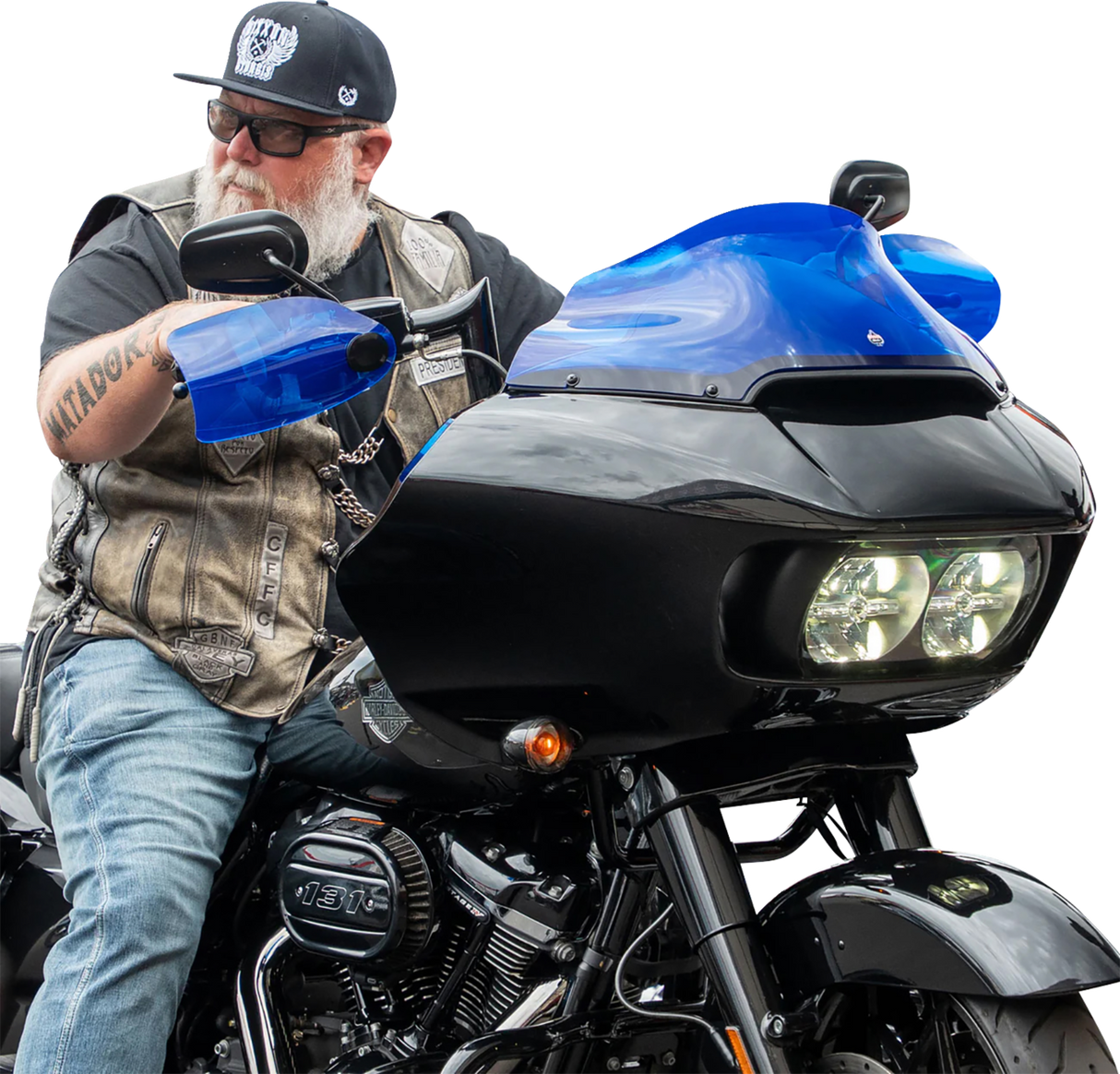 KLOCK WERKS Flare? Handguards - Harley-Davidson Cable Clutch - Blue KWS-01-0133-CC