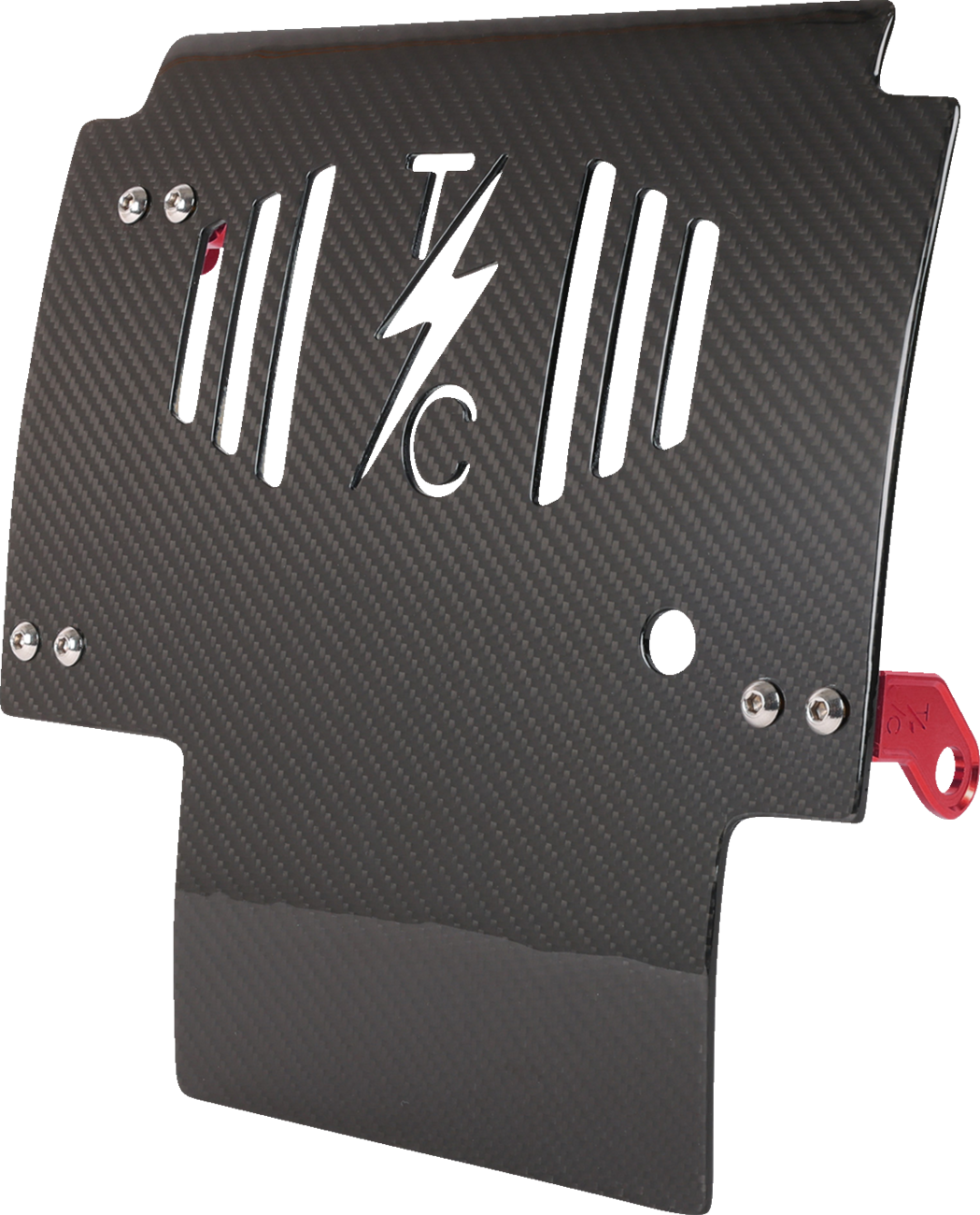 THRASHIN SUPPLY CO. Skid Plate - Carbon Fiber/Gloss - With Red Brackets - FLHX/FLTRX TSC-3034-2