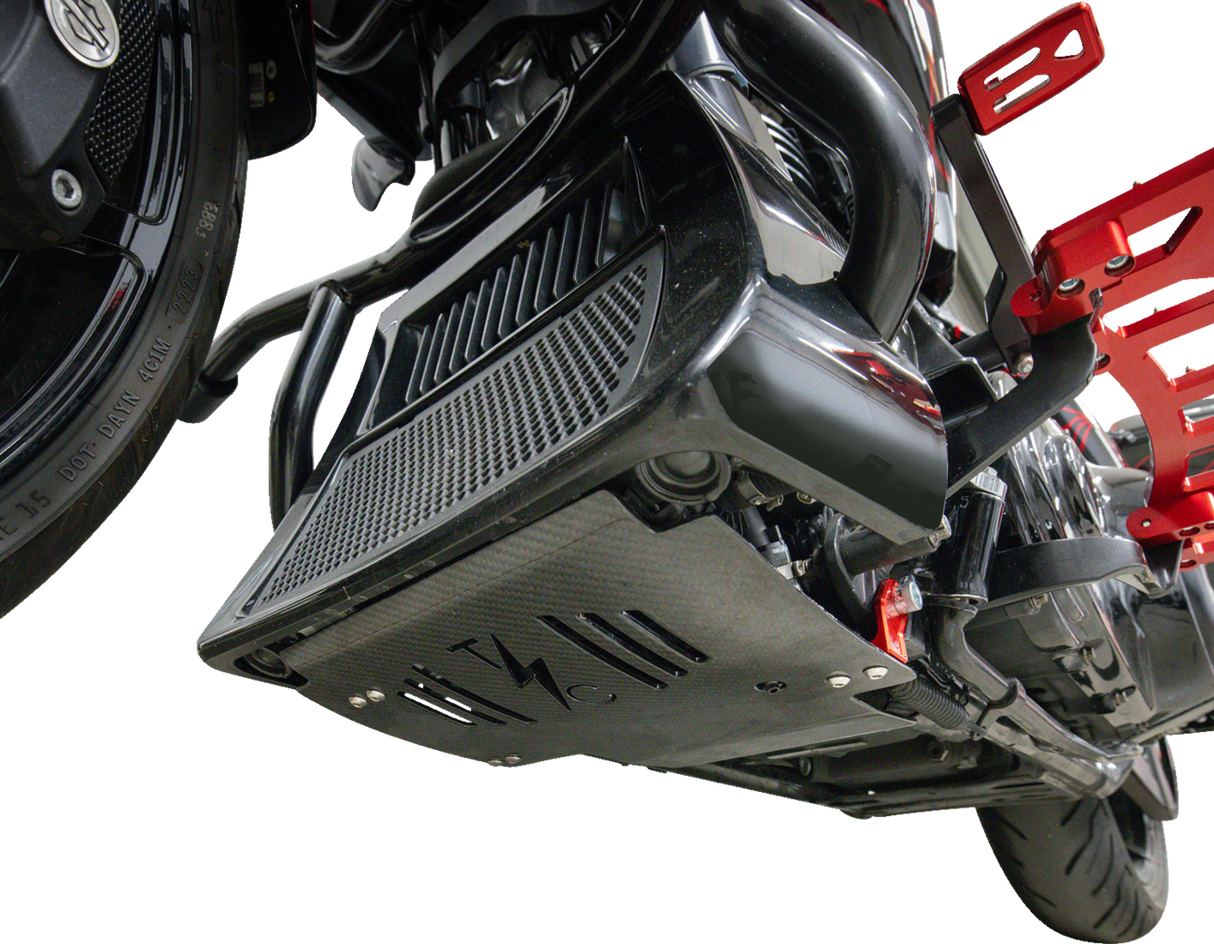 THRASHIN SUPPLY CO. Skid Plate - Carbon Fiber/Gloss - With Red Brackets - FLHX/FLTRX TSC-3034-2