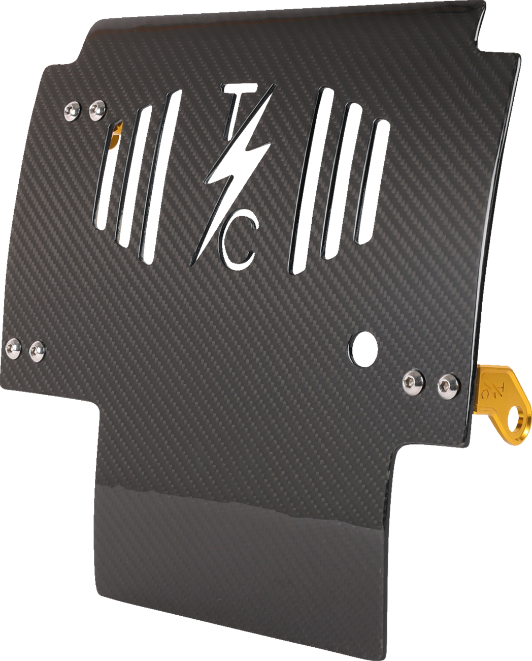 THRASHIN SUPPLY CO. Skid Plate - Carbon Fiber/Gloss - With Gold Brackets - FLHX/FLTRX TSC-3034-5