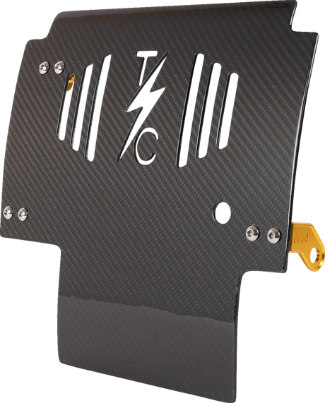 THRASHIN SUPPLY CO. Skid Plate - Carbon Fiber/Gloss - With Gold Brackets - FLHX/FLTRX TSC-3034-5