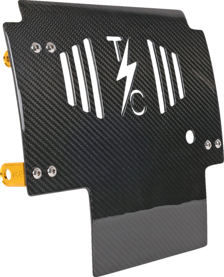 THRASHIN SUPPLY CO. Skid Plate - Carbon Fiber/Gloss - With Gold Brackets - FLHX/FLTRX TSC-3034-5
