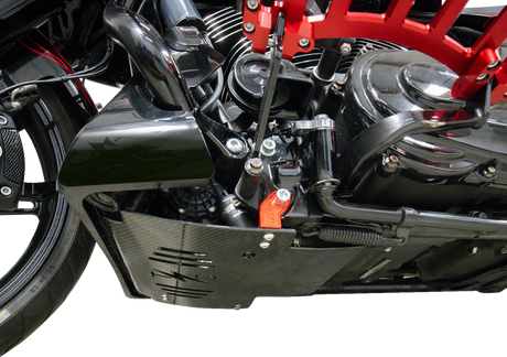 THRASHIN SUPPLY CO. Skid Plate - Carbon Fiber/Gloss - With Red Brackets - FLHX/FLTRX TSC-3034-2