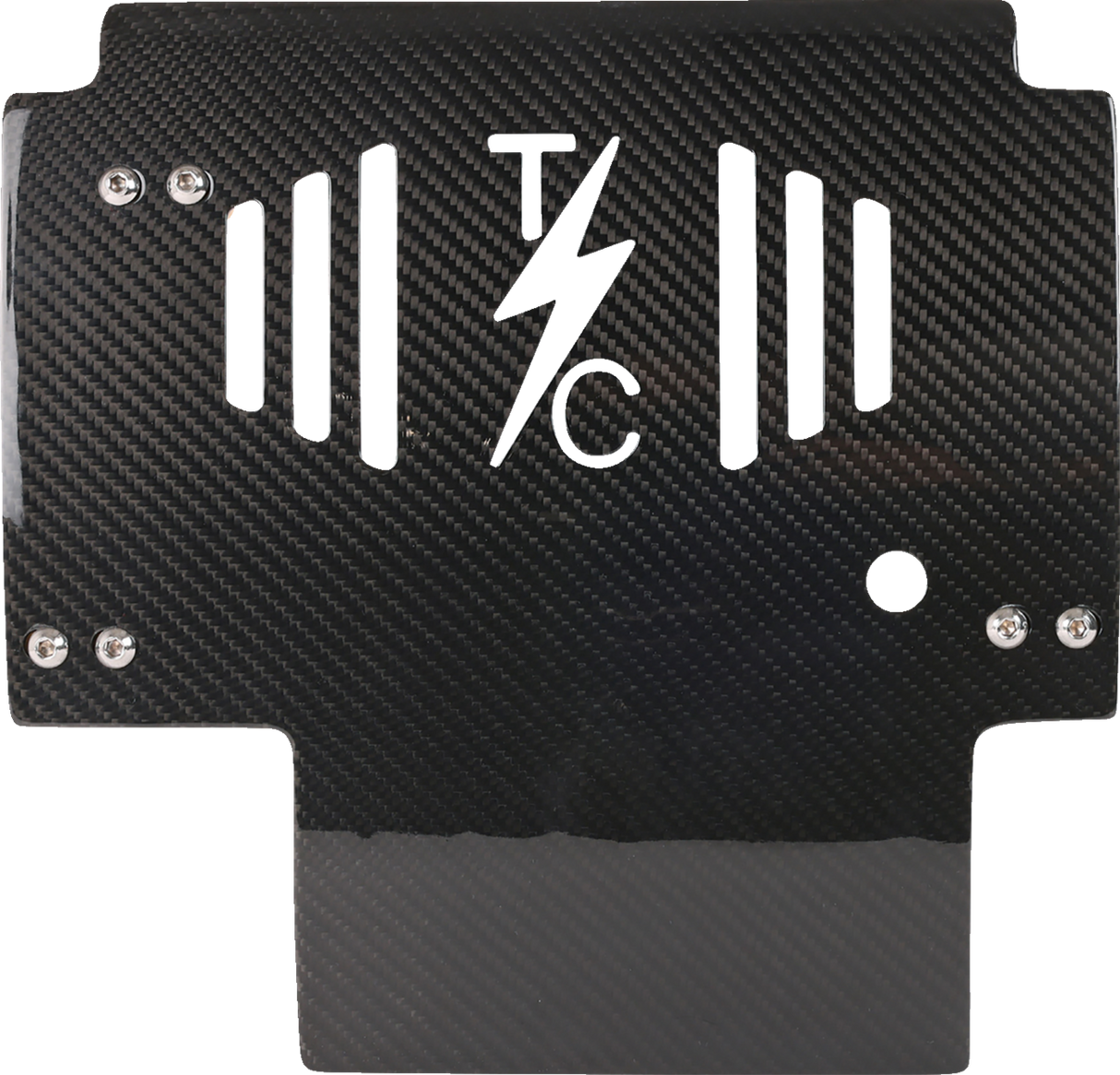THRASHIN SUPPLY CO. Skid Plate - Carbon Fiber/Gloss - With Gold Brackets - FLHX/FLTRX TSC-3034-5