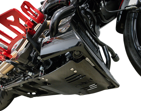 THRASHIN SUPPLY CO. Skid Plate - Carbon Fiber/Gloss - With Black Brackets - FLHX/FLTRX TSC-3034-1