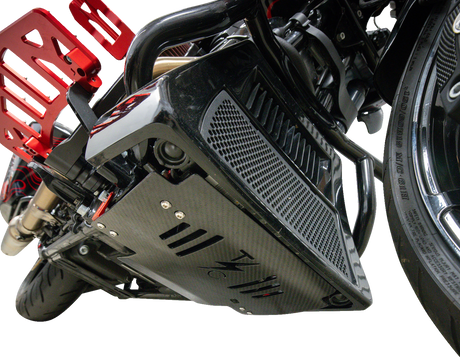 THRASHIN SUPPLY CO. Skid Plate - Carbon Fiber/Gloss - With Red Brackets - FLHX/FLTRX TSC-3034-2