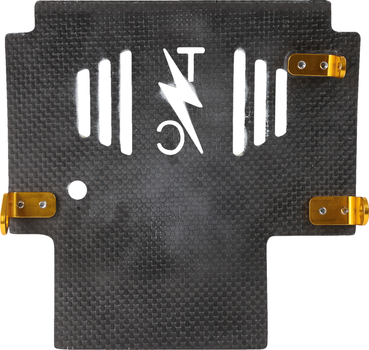 THRASHIN SUPPLY CO. Skid Plate - Carbon Fiber/Gloss - With Gold Brackets - FLHX/FLTRX TSC-3034-5