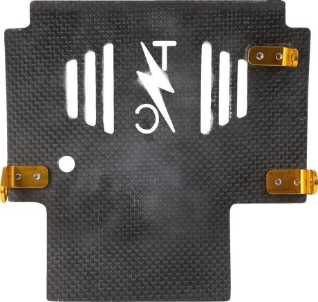 THRASHIN SUPPLY CO. Skid Plate - Carbon Fiber/Gloss - With Gold Brackets - FLHX/FLTRX TSC-3034-5