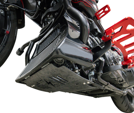 THRASHIN SUPPLY CO. Skid Plate - Carbon Fiber/Forged - With Black Brackets - FLHX/FLTRX TSC-3035-1