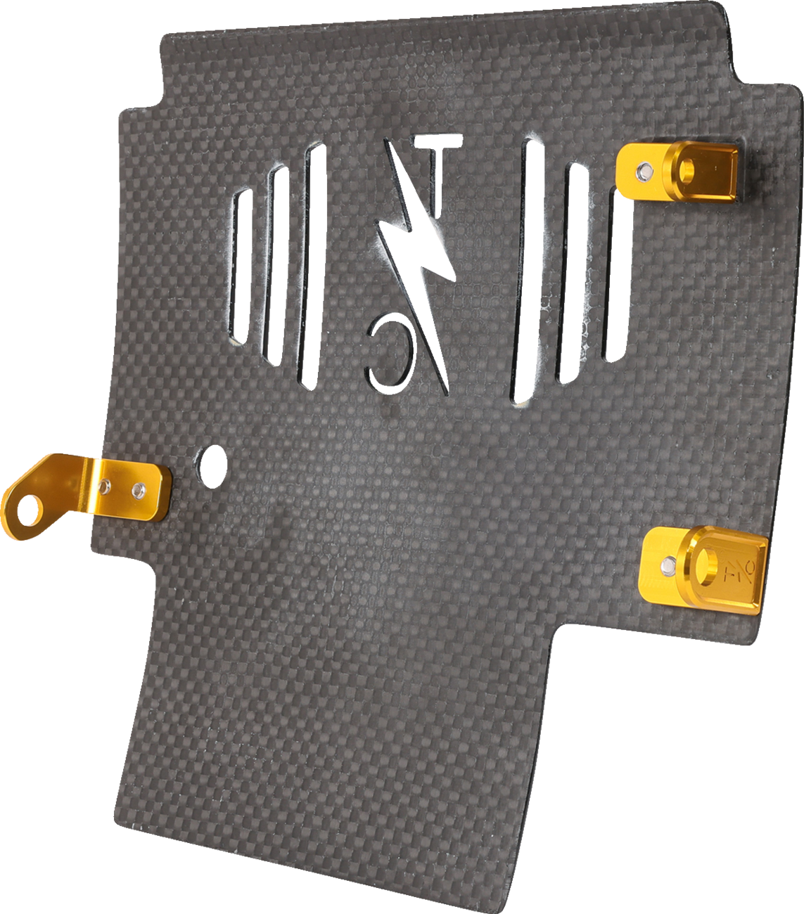 THRASHIN SUPPLY CO. Skid Plate - Carbon Fiber/Gloss - With Gold Brackets - FLHX/FLTRX TSC-3034-5