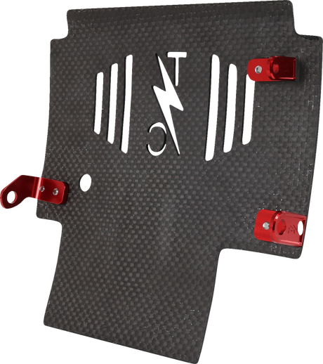 THRASHIN SUPPLY CO. Skid Plate - Carbon Fiber/Forged - With Red Brackets - FLHX/FLTRX TSC-3035-2