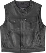 THRASHIN SUPPLY CO. Encinal Leather Shorty Riding Vest - Black - XL TMJ-17-11