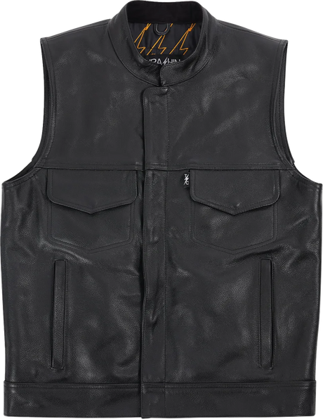 THRASHIN SUPPLY CO. Mulholland Leather Riding Vest - Black - 3XL TMJ-14-13