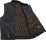 THRASHIN SUPPLY CO. Mulholland Leather Riding Vest - Black - 3XL TMJ-14-13