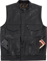 THRASHIN SUPPLY CO. Mulholland Leather Riding Vest - Black - 3XL TMJ-14-13