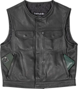 THRASHIN SUPPLY CO. Encinal Leather Shorty Riding Vest - Black - 3XL TMJ-17-13