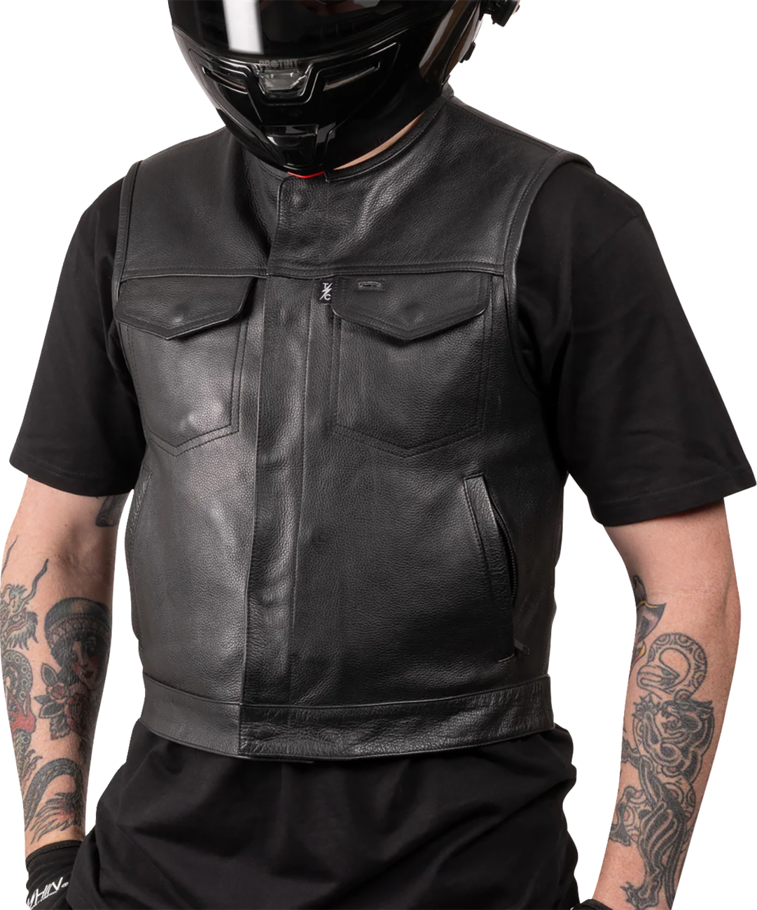 THRASHIN SUPPLY CO. Encinal Leather Shorty Riding Vest - Black - 3XL TMJ-17-13
