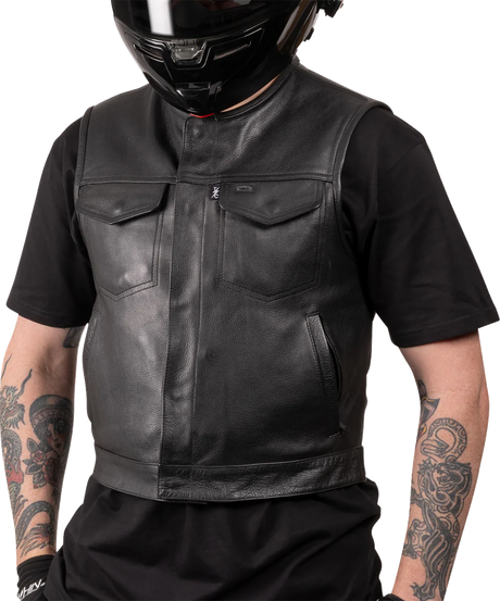 THRASHIN SUPPLY CO. Encinal Leather Shorty Riding Vest - Black - 3XL TMJ-17-13
