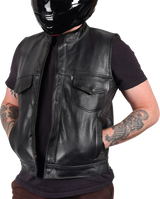 THRASHIN SUPPLY CO. Mulholland Leather Riding Vest - Black - 3XL TMJ-14-13