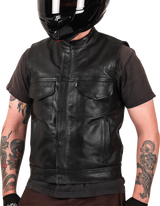 THRASHIN SUPPLY CO. Mulholland Leather Riding Vest - Black - 3XL TMJ-14-13