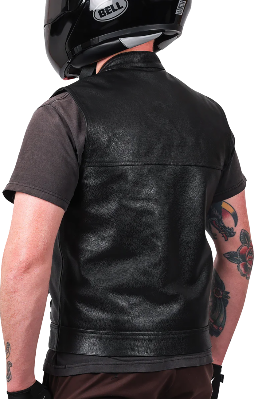 THRASHIN SUPPLY CO. Mulholland Leather Riding Vest - Black - 3XL TMJ-14-13