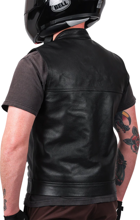 THRASHIN SUPPLY CO. Mulholland Leather Riding Vest - Black - 3XL TMJ-14-13