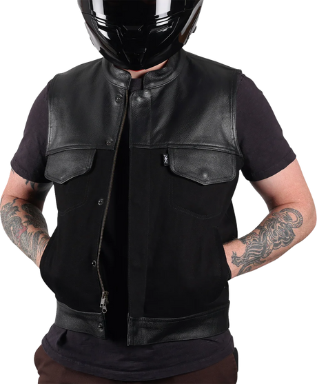 THRASHIN SUPPLY CO. Kanan Leather/Denim Riding Vest - Black - 3XL TMJ-13-13