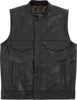 THRASHIN SUPPLY CO. Mulholland Leather Riding Vest - Black - Medium TMJ-14-09