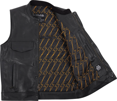 THRASHIN SUPPLY CO. Mulholland Leather Riding Vest - Black - Medium TMJ-14-09