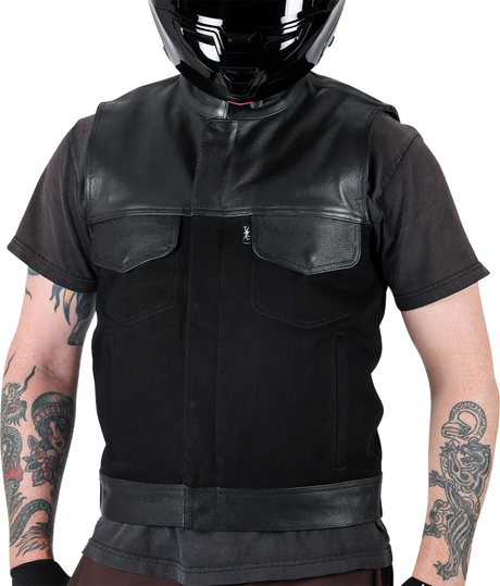 THRASHIN SUPPLY CO. Kanan Leather/Denim Riding Vest - Black - 3XL TMJ-13-13