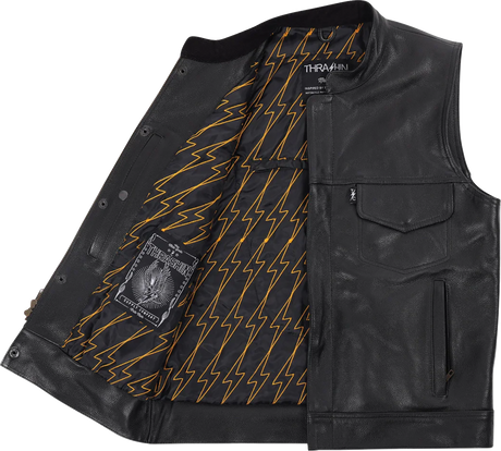 THRASHIN SUPPLY CO. Mulholland Leather Riding Vest - Black - Medium TMJ-14-09