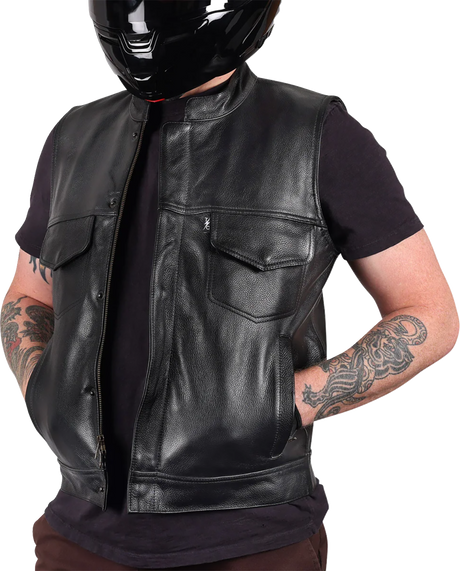 THRASHIN SUPPLY CO. Mulholland Leather Riding Vest - Black - Medium TMJ-14-09
