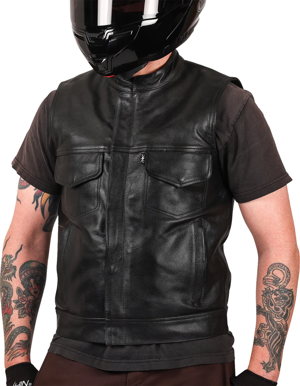 THRASHIN SUPPLY CO. Mulholland Leather Riding Vest - Black - Medium TMJ-14-09