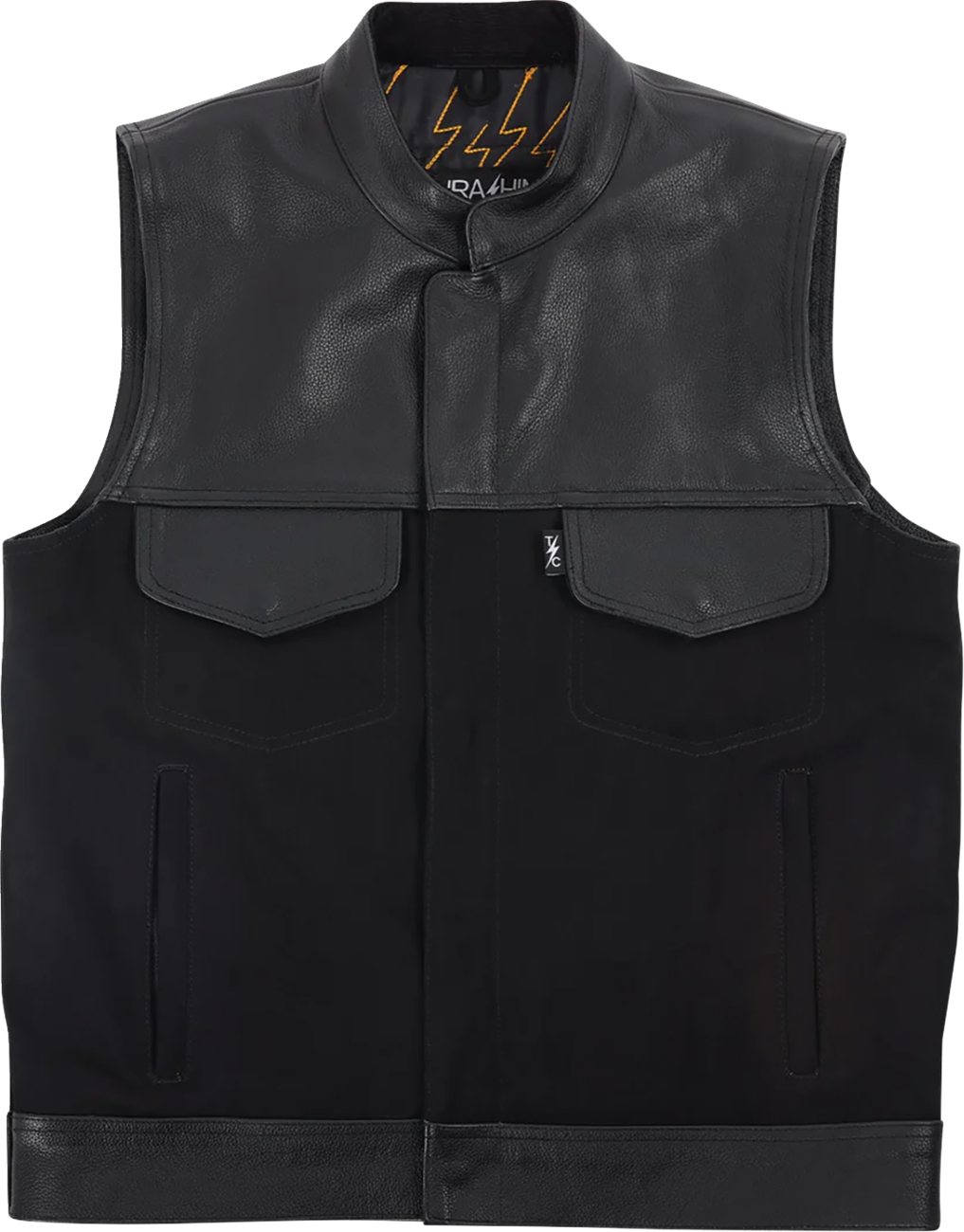 THRASHIN SUPPLY CO. Kanan Leather/Denim Riding Vest - Black - Medium TMJ-13-09