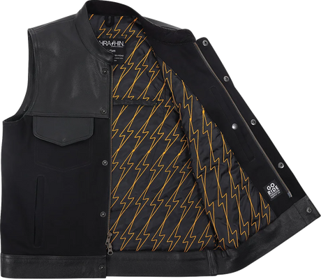 THRASHIN SUPPLY CO. Kanan Leather/Denim Riding Vest - Black - Medium TMJ-13-09