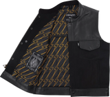 THRASHIN SUPPLY CO. Kanan Leather/Denim Riding Vest - Black - Medium TMJ-13-09