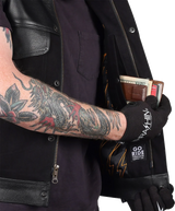 THRASHIN SUPPLY CO. Kanan Leather/Denim Riding Vest - Black - Medium TMJ-13-09