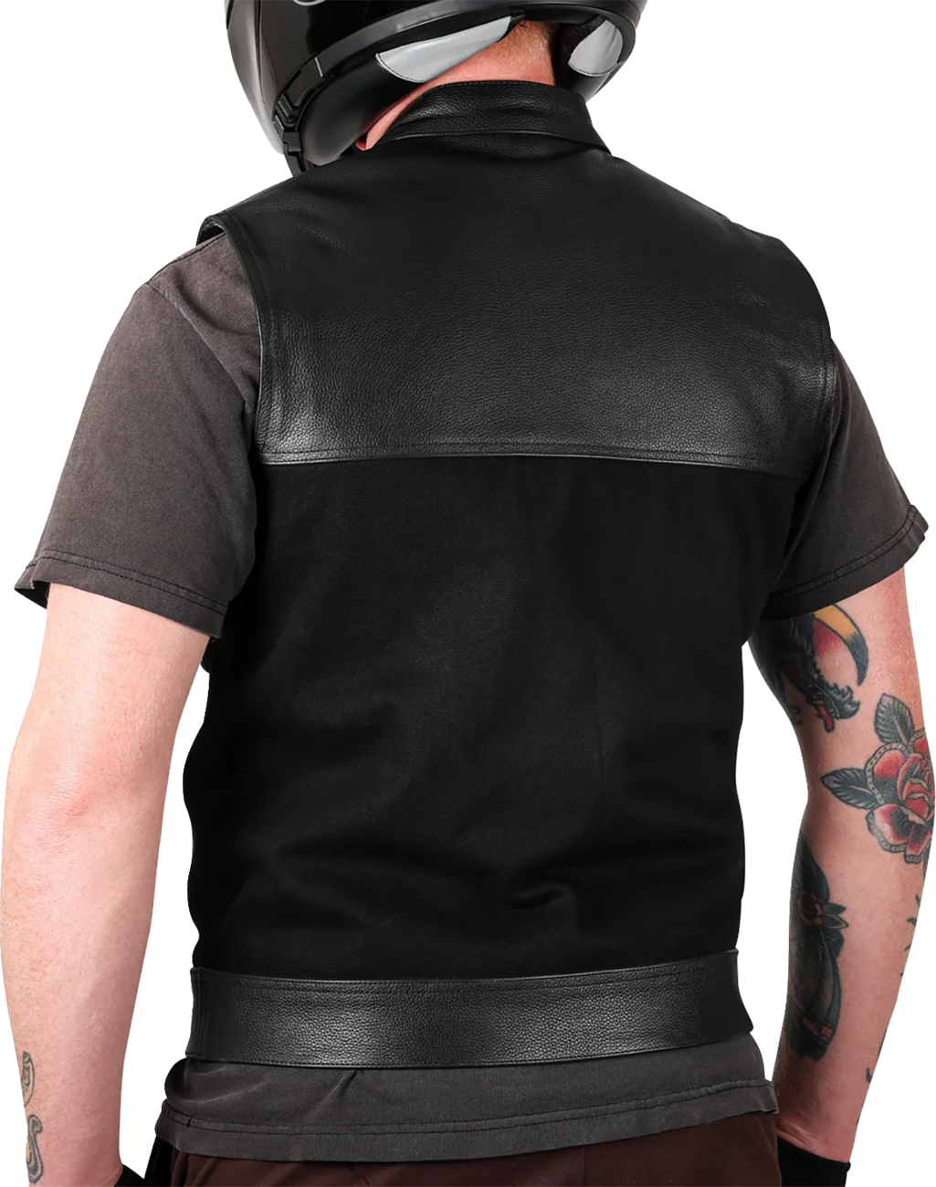 THRASHIN SUPPLY CO. Kanan Leather/Denim Riding Vest - Black - Medium TMJ-13-09