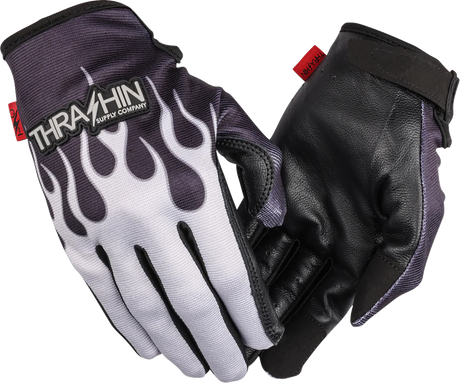THRASHIN SUPPLY CO. Stealth Leather Palm Flame Gloves - Gray - 2XL SV1-22-12