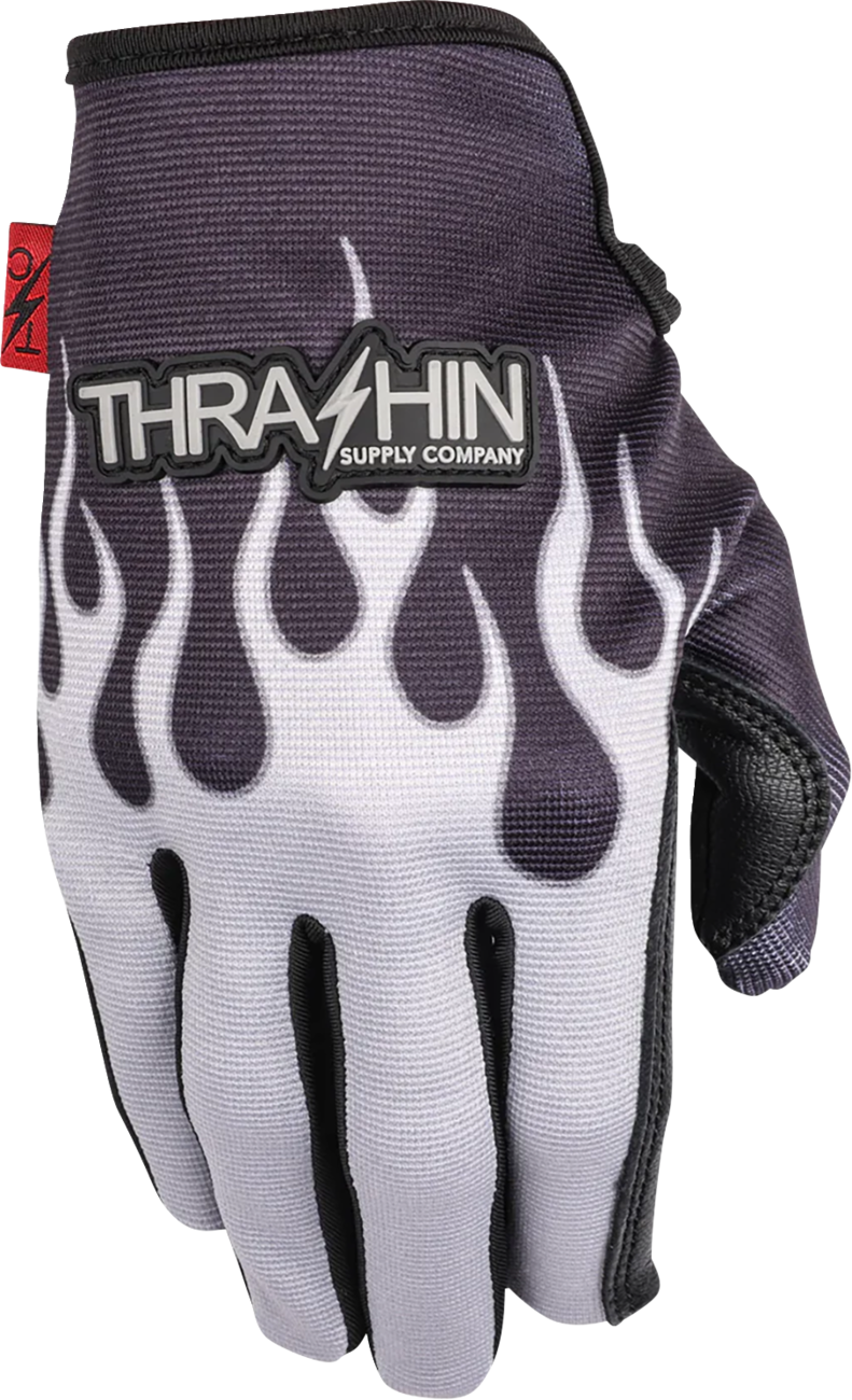 THRASHIN SUPPLY CO. Stealth Leather Palm Flame Gloves - Gray - 2XL SV1-22-12