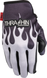 THRASHIN SUPPLY CO. Stealth Leather Palm Flame Gloves - Gray - 2XL SV1-22-12