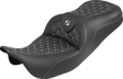 SADDLEMEN RoadSofa™ Tri Gripper Seat - Standard Reach - Silver Stitch - w/o Backrest - FLH/FLT '08-'25 808-07B-21005