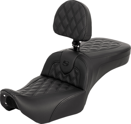 SADDLEMEN RoadSofa™ Seat - with Backrest - Lattice Stitch - RH975 '22-'25 822-11-182BR