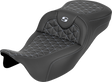 SADDLEMEN RoadSofa™ Tri Gripper Seat - Extended Reach - Silver Stitch - w/o Backrest - FLH/FLT '08-'25 808-07B-21105