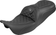 SADDLEMEN RoadSofa™ Tri Gripper Seat - Standard Reach - Gray Stitch - w/o Backrest - FLH/FLT '08-'25 808-07B-21002