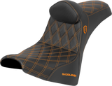 SADDLEMEN Pro Series SDC Performance Seat - w/ Backrest - Orange Stitch - Gripper - FXBB/FXST '18-'25 SC81830DB3