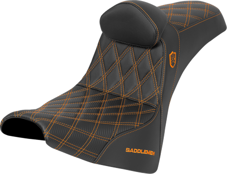 SADDLEMEN Pro Series SDC Performance Seat - w/ Backrest - Orange Stitch - Gripper - FXBB/FXST '18-'25 SC81830DB3