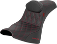 SADDLEMEN Pro Series SDC Performance Seat - w/ Backrest - Red Stitch - Gripper - FXBB/FXST '18-'25 SC81830DB4